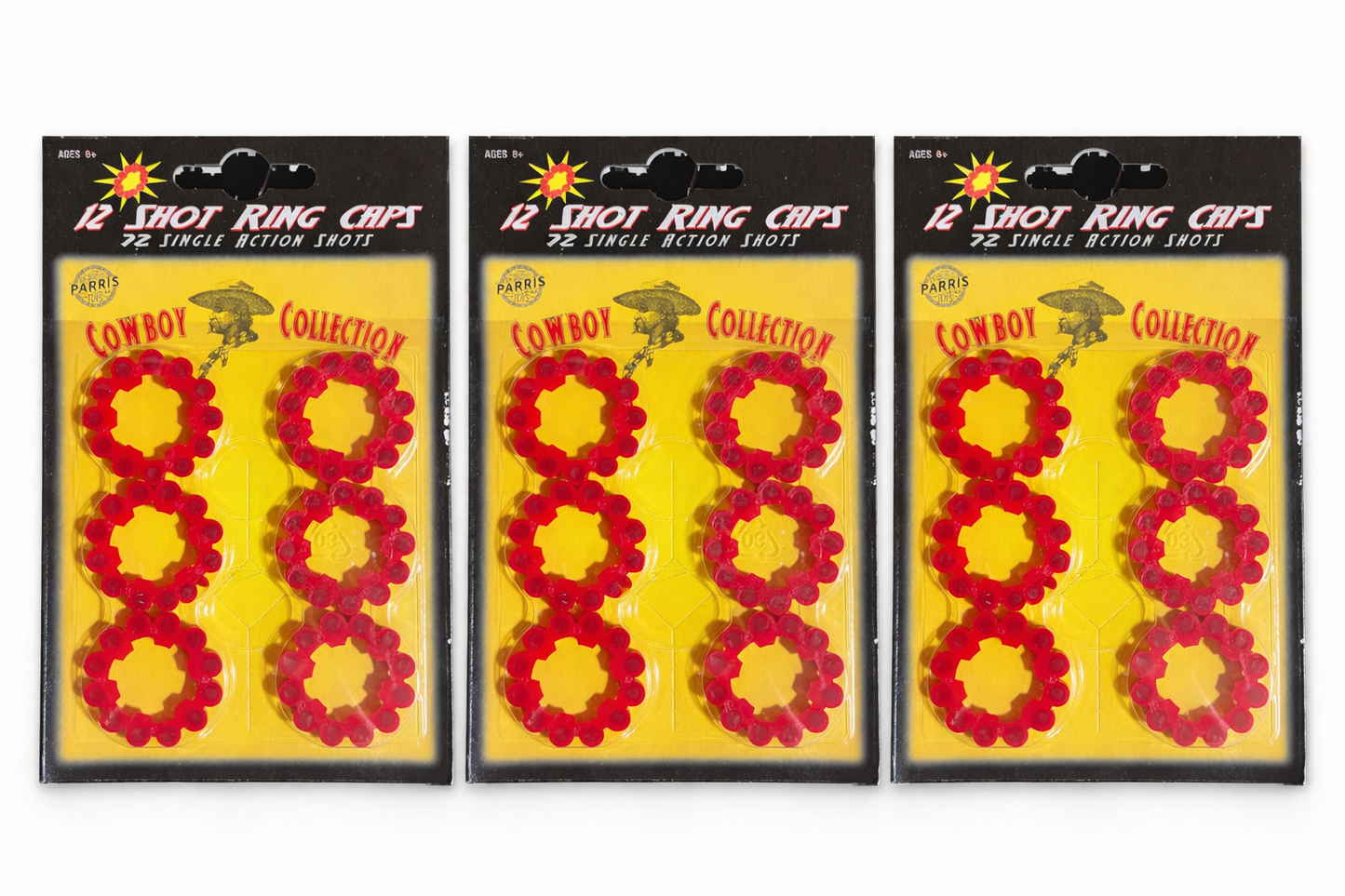 Parris 12 Shot Ring Caps Refill – 3 Pack (216 Shots Total) Made in Germany Toy Cap Gun Ammo