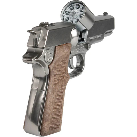 Gonher Police 1911 Style Cap Gun – 8 Shot Die-Cast Toy Pistol Silver Made in Spain