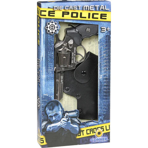 Gonher Police 357 Magnum Revolver β 8 Shot Die-Cast Toy Cap Gun Chrome Made in Spain
