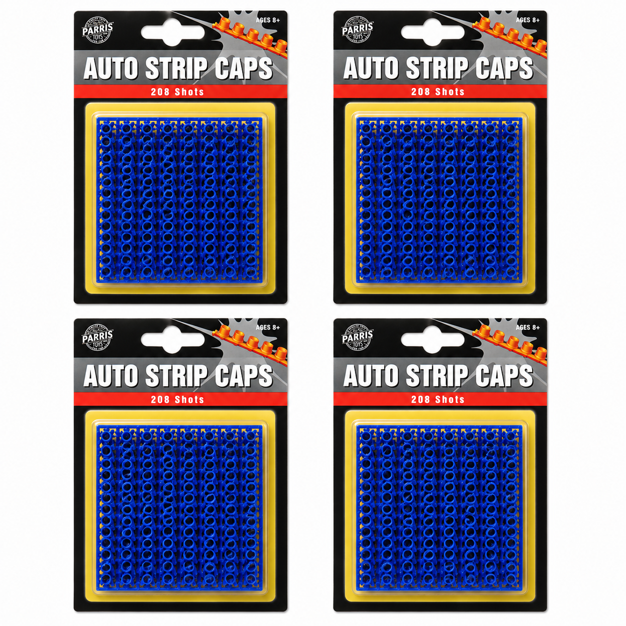 Parris Single Shot Strip Caps Refill – 4 Pack (832 Shots Total) Made in Germany Toy Cap Gun Ammo