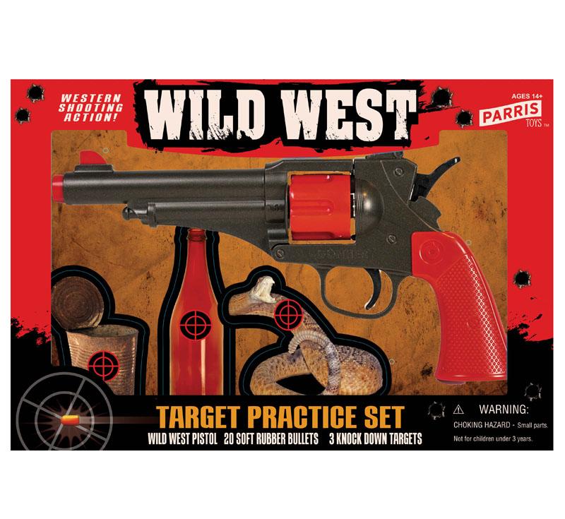 Parris Wild West Target Practice Set – Toy Pistol with Targets & Soft Rubber Bullets