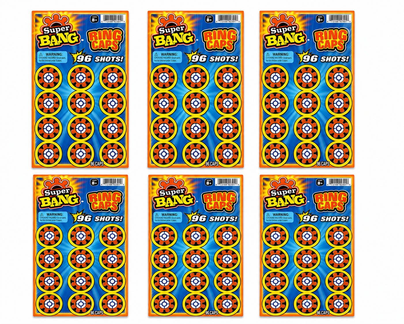 Super Bang 8 Shot Ring Caps Refill – 6 Pack (576 Shots Total) Toy Cap Gun Ammo