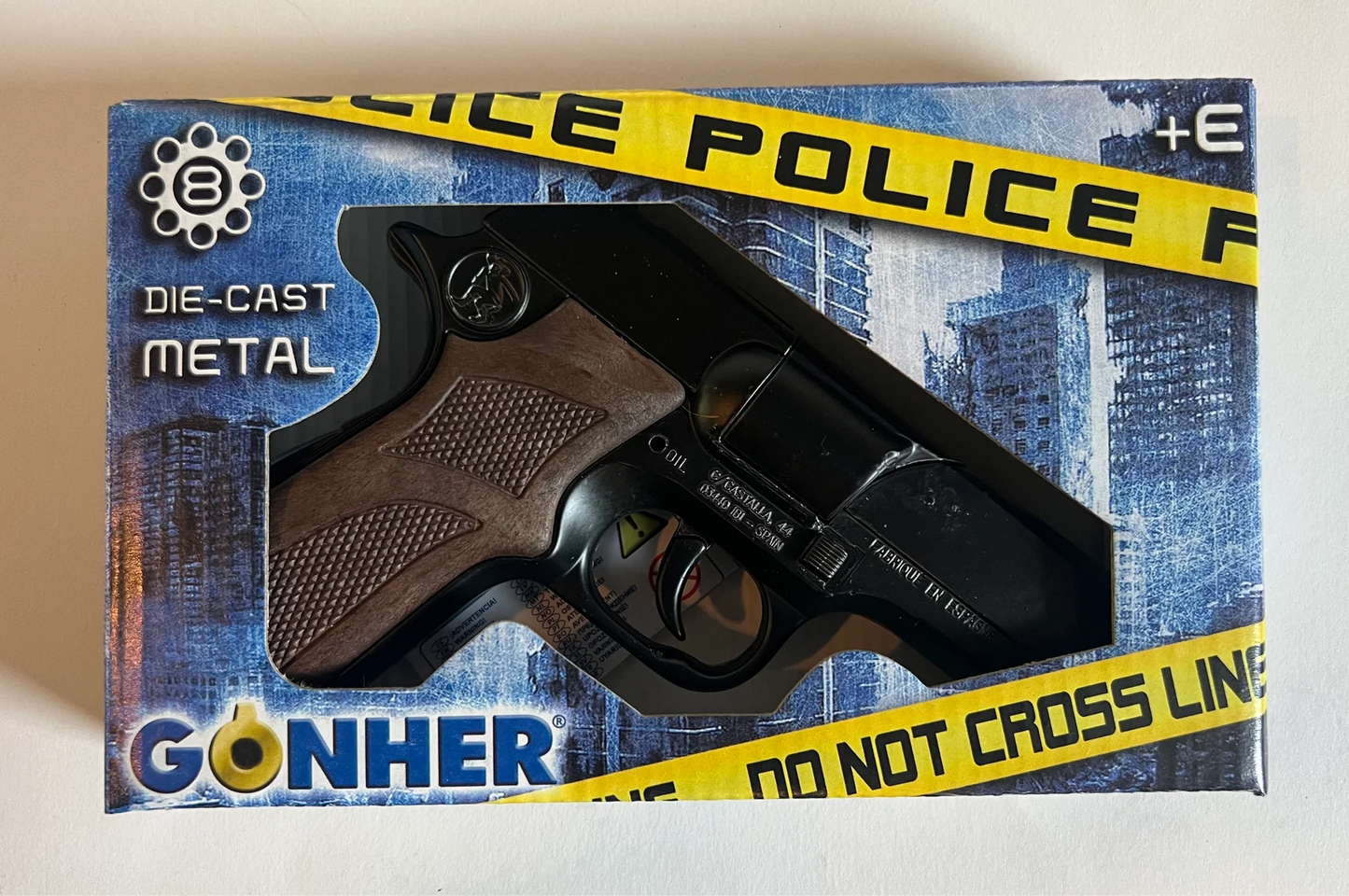 Gonher Colt Government Style 1911 Cap Gun – 8 Shot Die-Cast Toy Pistol Black Made in Spain