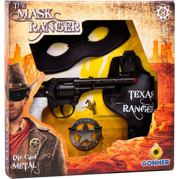 Gonher Cowboy Revolver Playset – 12 Shot Silver Cap Gun with Holster & Belt Made in Spain