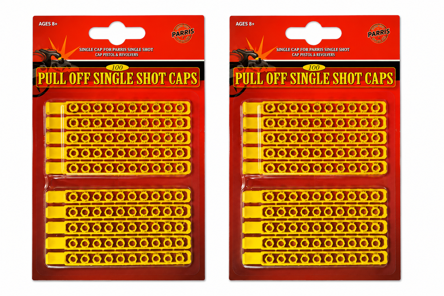 Parris Single Shot Caps Refill – 2 Pack (200 Shots Total) Made in Germany Toy Cap Gun Ammo