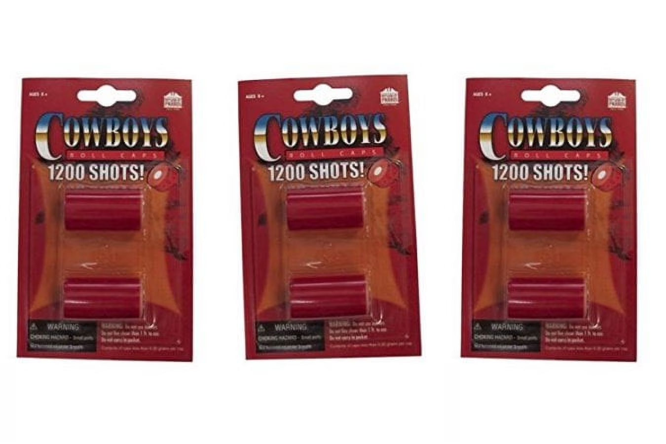 Parris Cowboys Paper Roll Caps Refill – 3 Pack (3600 Shots Total) Made in Germany Toy Cap Gun Ammo