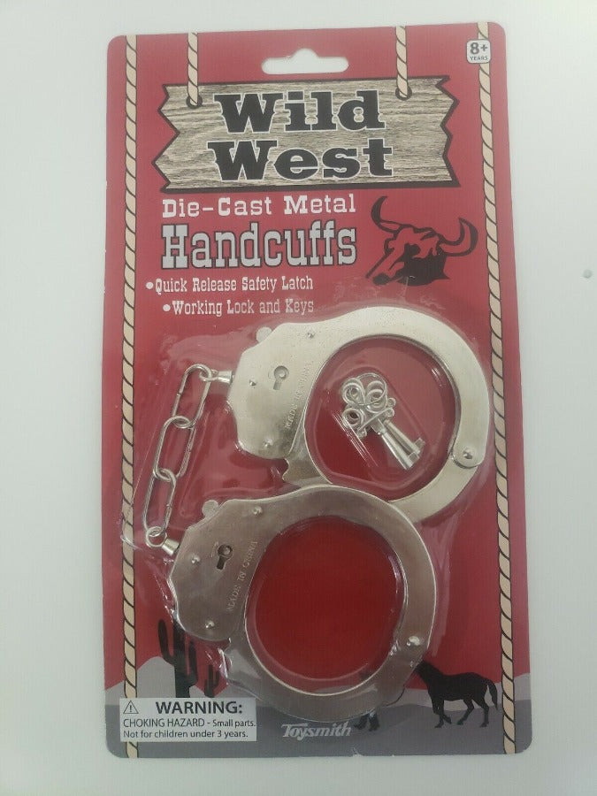Parris Western Replica Handcuffs – Die-Cast Metal Toy Handcuffs with Working Keys