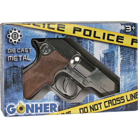 Gonher Police 1911 Style Cap Gun – 8 Shot Die-Cast Toy Pistol Silver Made in Spain