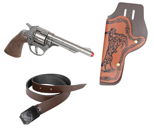 Gonher Wild West Cowboy Toy Gun Set – 8 Shot Die-Cast Cap Gun with Holster