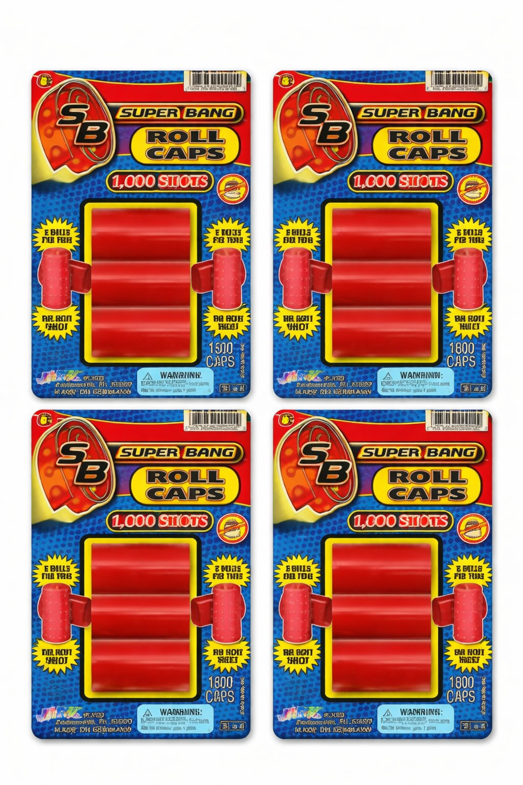 Paper Roll Caps Refill – 4 Pack (7200 Shots Total) Made in Germany Toy Cap Gun Ammo