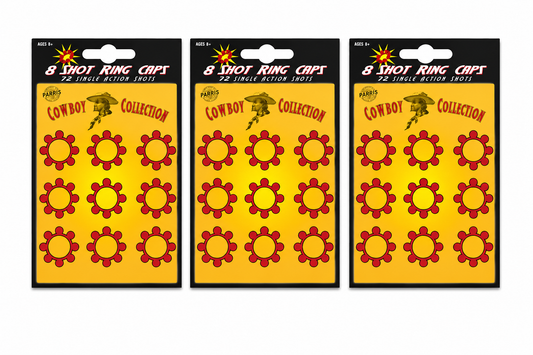 Parris 8 Shot Ring Caps Refill – 3 Pack (216 Shots Total) Made in Germany Toy Cap Gun Ammo