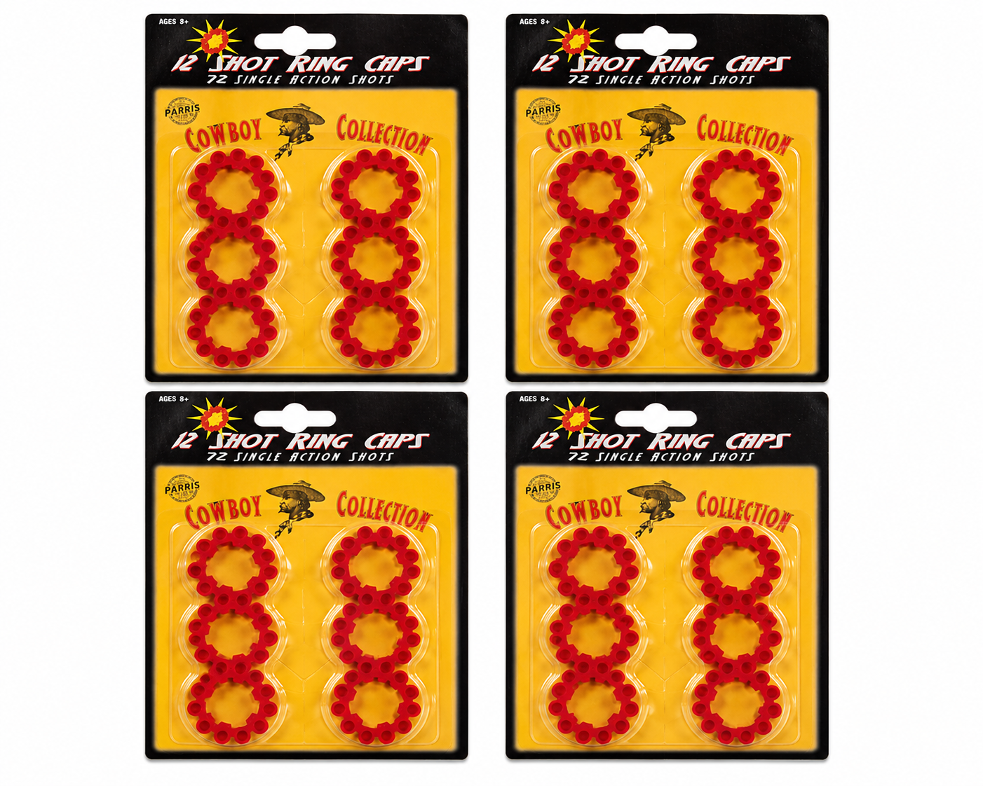 Parris 12 Shot Ring Caps Refill – 4 Pack (288 Shots Total) Made in Germany Toy Cap Gun Ammo