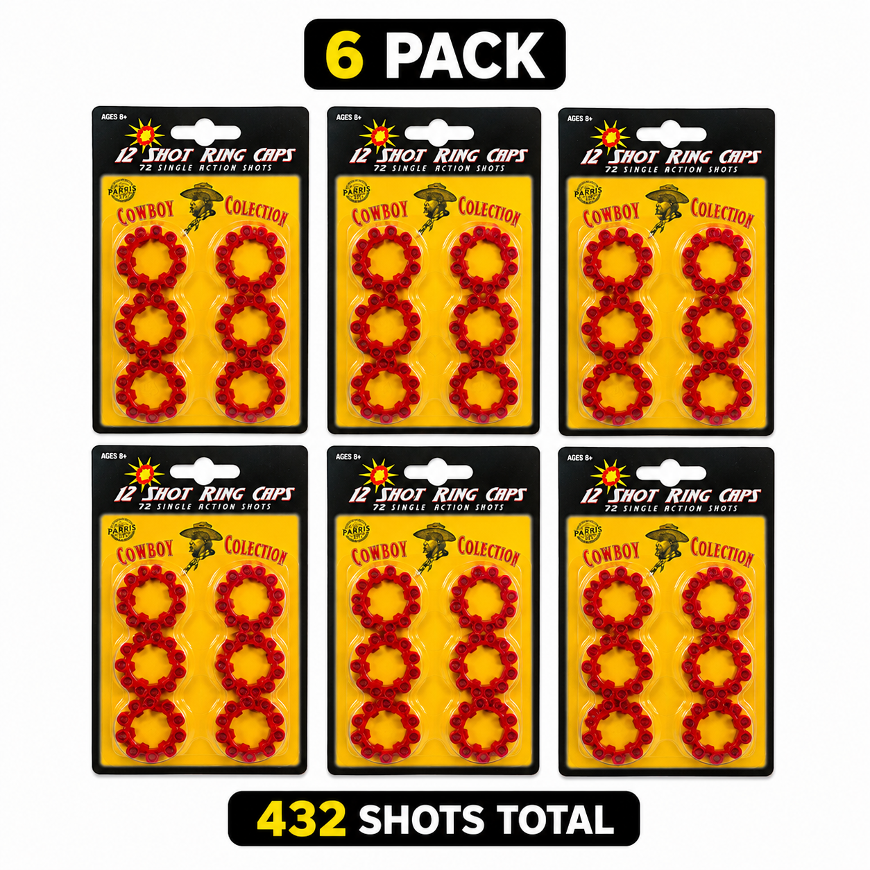 Parris 12 Shot Ring Caps Refill – 6 Pack (432 Shots Total) Made in Germany Toy Cap Gun Ammo