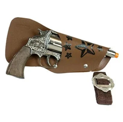 Billy the Kid Replica Revolver – 8 Shot Toy Cap Gun with Holster and Belt Made in Spain