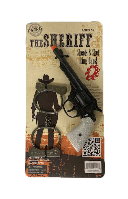 Parris Sheriff Cap Gun & Handcuff Set – 8 Shot Western Toy Revolver Play Set