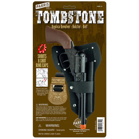 Parris Tombstone Holster Set – 8 Shot Die-Cast Toy Cap Gun with Belt and Holster