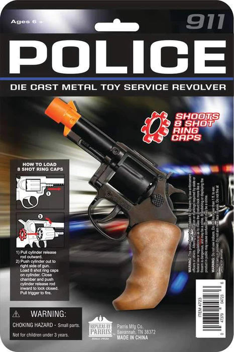 Parris Police Service Revolver – 8 Shot Die-Cast Toy Cap Gun