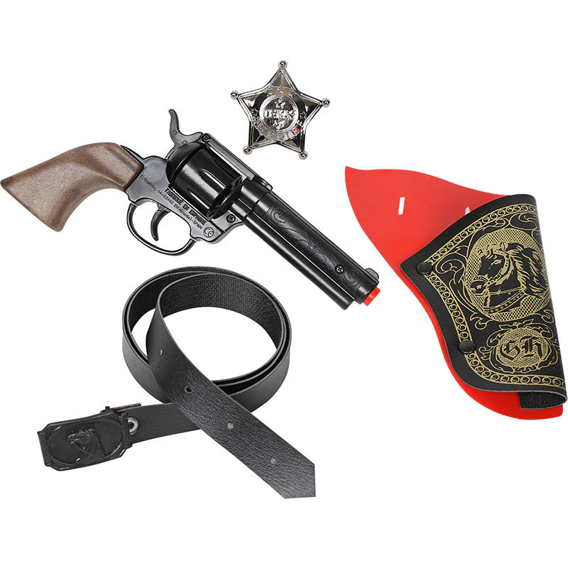 Gonher Wild West Cap Gun Playset – 8 Shot Revolver with Holster, Belt & Sheriff Badge