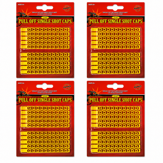 Parris Single Shot Caps Refill – 4 Pack (400 Shots Total) Made in Germany Toy Cap Gun Ammo