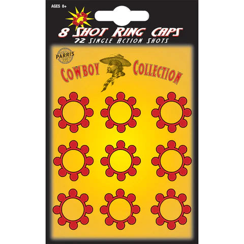 Parris 8 Shot Ring Caps Refill – 72 Shots Total Toy Cap Gun Ammo Made in Germany