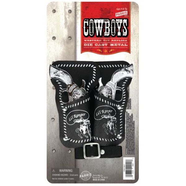 Parris Li'l Ranger Double Holster Set – Die Cast Toy Cap Pistols with Belt and Holsters