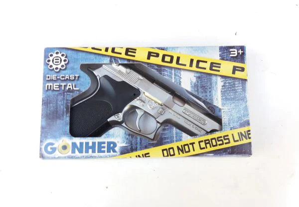 Gonher S&W Style Police Revolver – 8 Shot Die-Cast Toy Cap Gun Silver Made in Spain