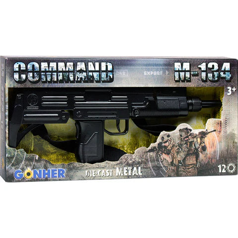 Gonher UZI M-134 Replica Cap Gun – 12 Shot Ring Cap Submachine Gun with Sling Made in Spain
