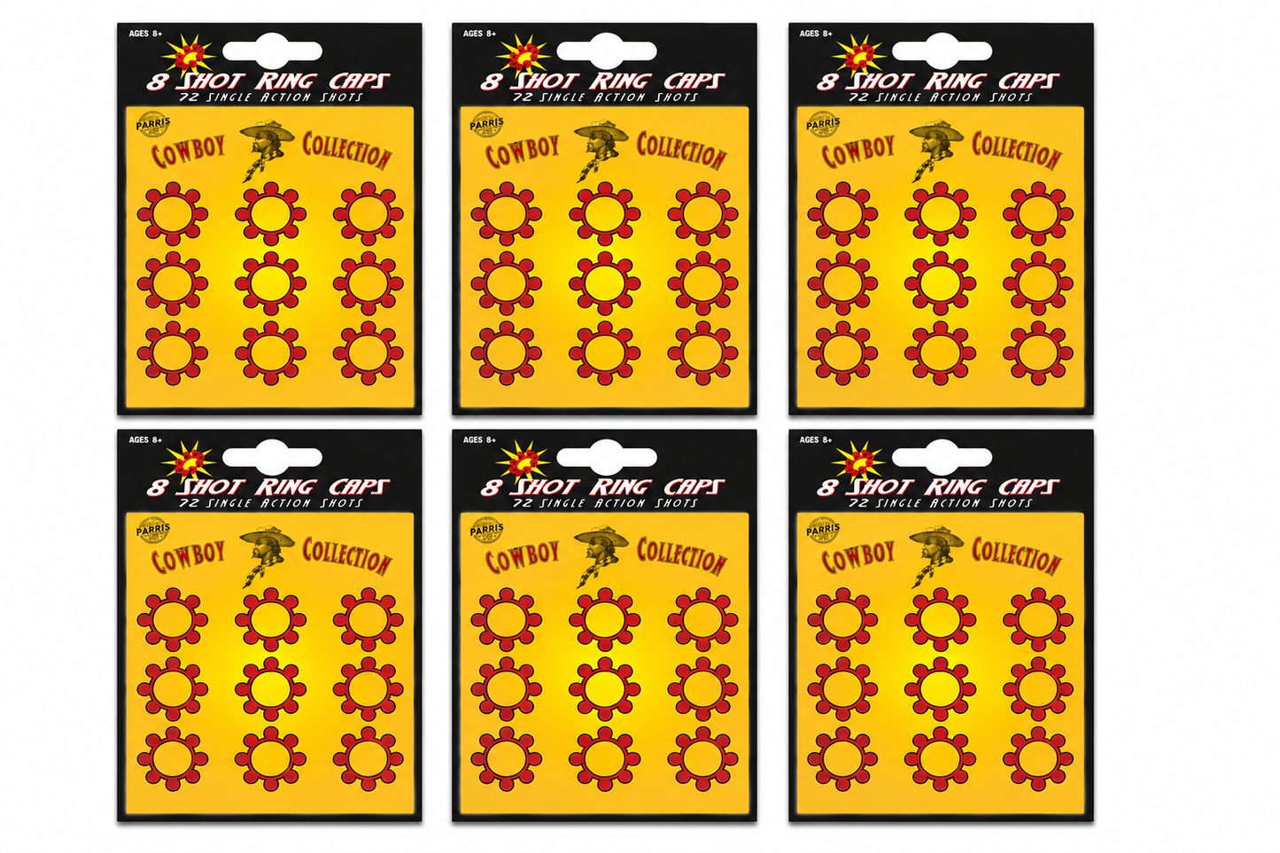 Parris 8 Shot Ring Caps Refill – 6 Pack (432 Shots Total) Made in Germany Toy Cap Gun Ammo