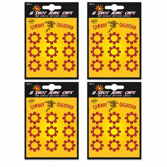 Parris 8 Shot Ring Caps Refill – 4 Pack (288 Shots Total) Made in Germany Toy Cap Gun Ammo