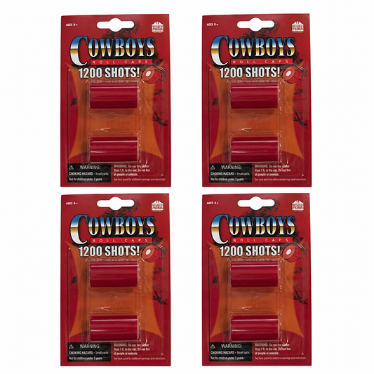 Parris Cowboys Paper Roll Caps Refill – 4 Pack (4800 Shots Total) Made in Germany Toy Cap Gun Ammo