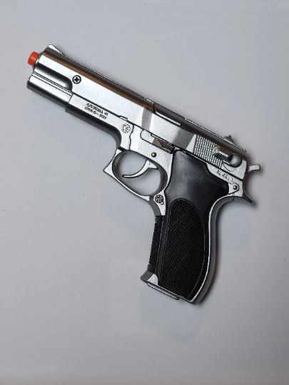 Gonher S&W Style Police Revolver – 8 Shot Die-Cast Toy Cap Gun Silver Made in Spain