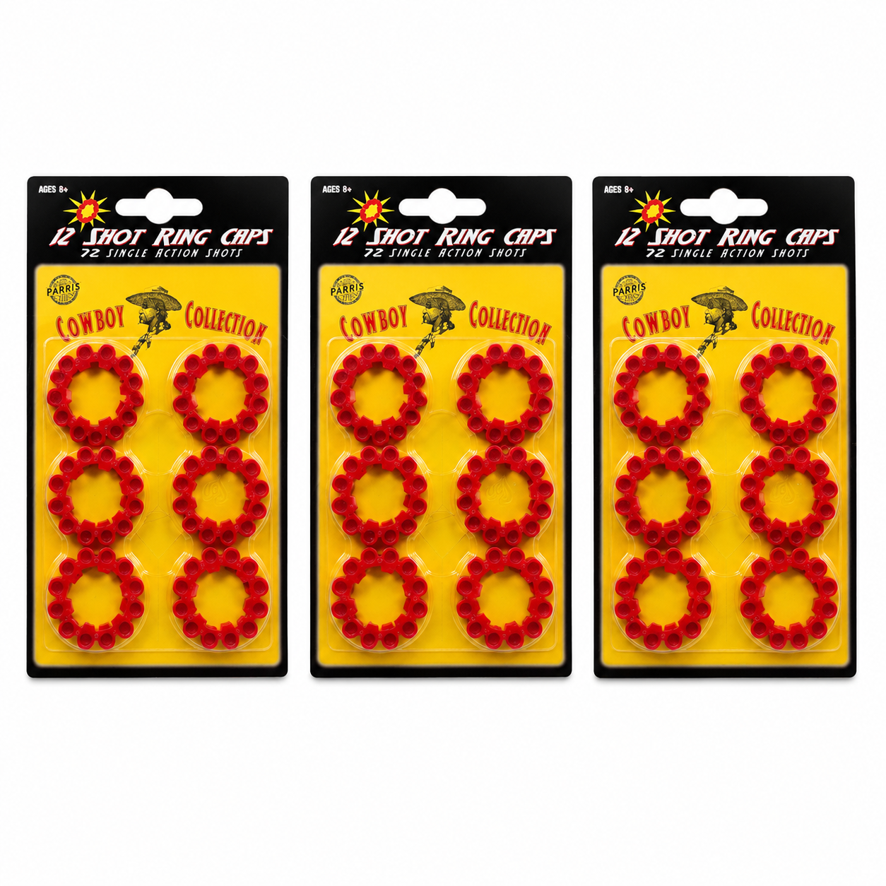 Parris 12 Shot Ring Caps Refill – 3 Pack (216 Shots Total) Made in Germany Toy Cap Gun Ammo