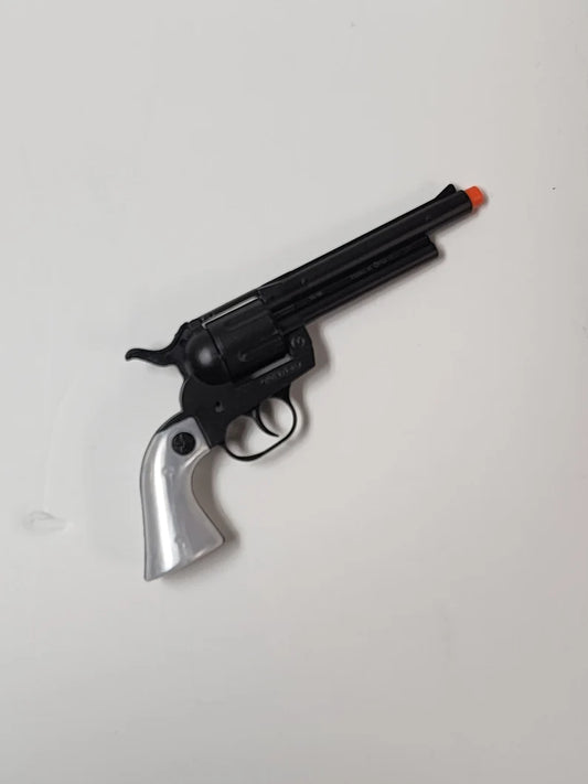 Gonher Black Cowboy Revolver with White Pearl Grips – 12 Shot Toy Cap Gun Made in Spain