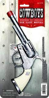 Cowboy White Handle Toy Cap Gun – Die-Cast Western Revolver for Paper Roll Caps