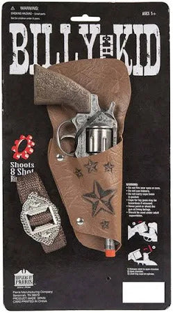 Billy the Kid Replica Revolver – 8 Shot Toy Cap Gun with Holster and Belt Made in Spain