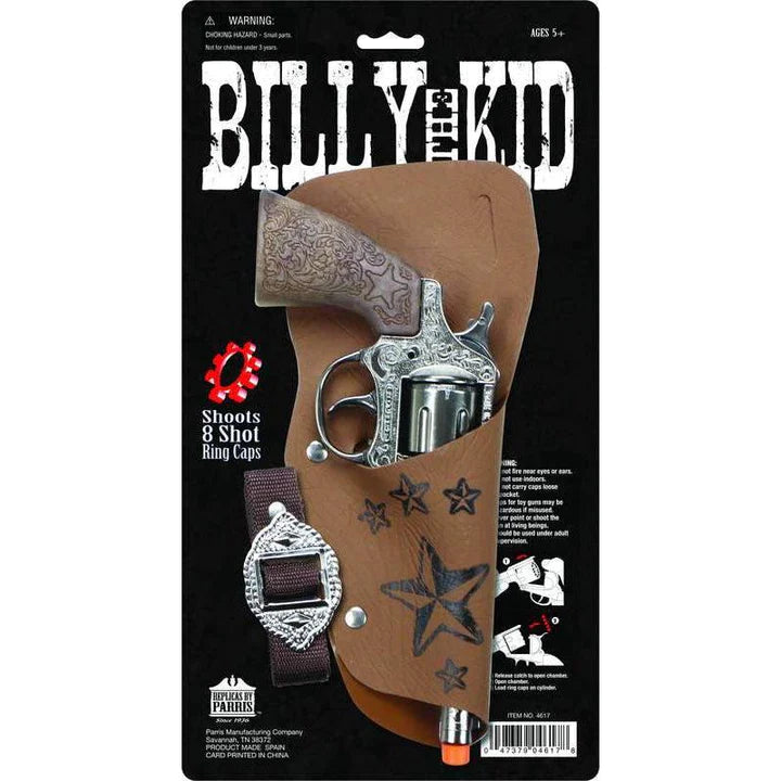 Billy the Kid Replica Revolver – 8 Shot Toy Cap Gun with Holster and Belt Made in Spain