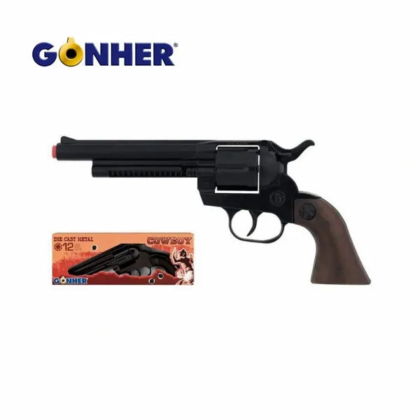 Gonher Cavalry Style Cowboy Revolver – 12 Shot Die-Cast Toy Cap Gun Made in Spain