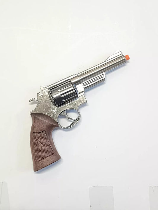 Gonher Model 66 Police Style 12 Shot Cap Gun Revolver – Silver Diecast Toy (Made in Spain)