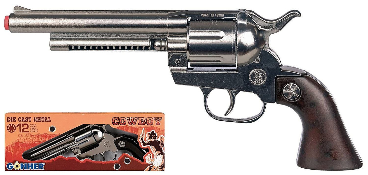 Gonher Peacemaker Style Cowboy Revolver – 12 Shot Die-Cast Toy Cap Gun Made in Spain