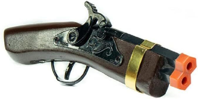 Parris Over and Under Single Shot Cap Gun Pistol – Wooden Toy Cap Gun (9 Inch)