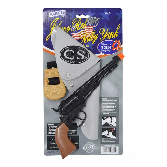 Parris Johnny Reb Pistol and Holster Set – 8 Shot Die Cast Toy Cap Gun with Belt
