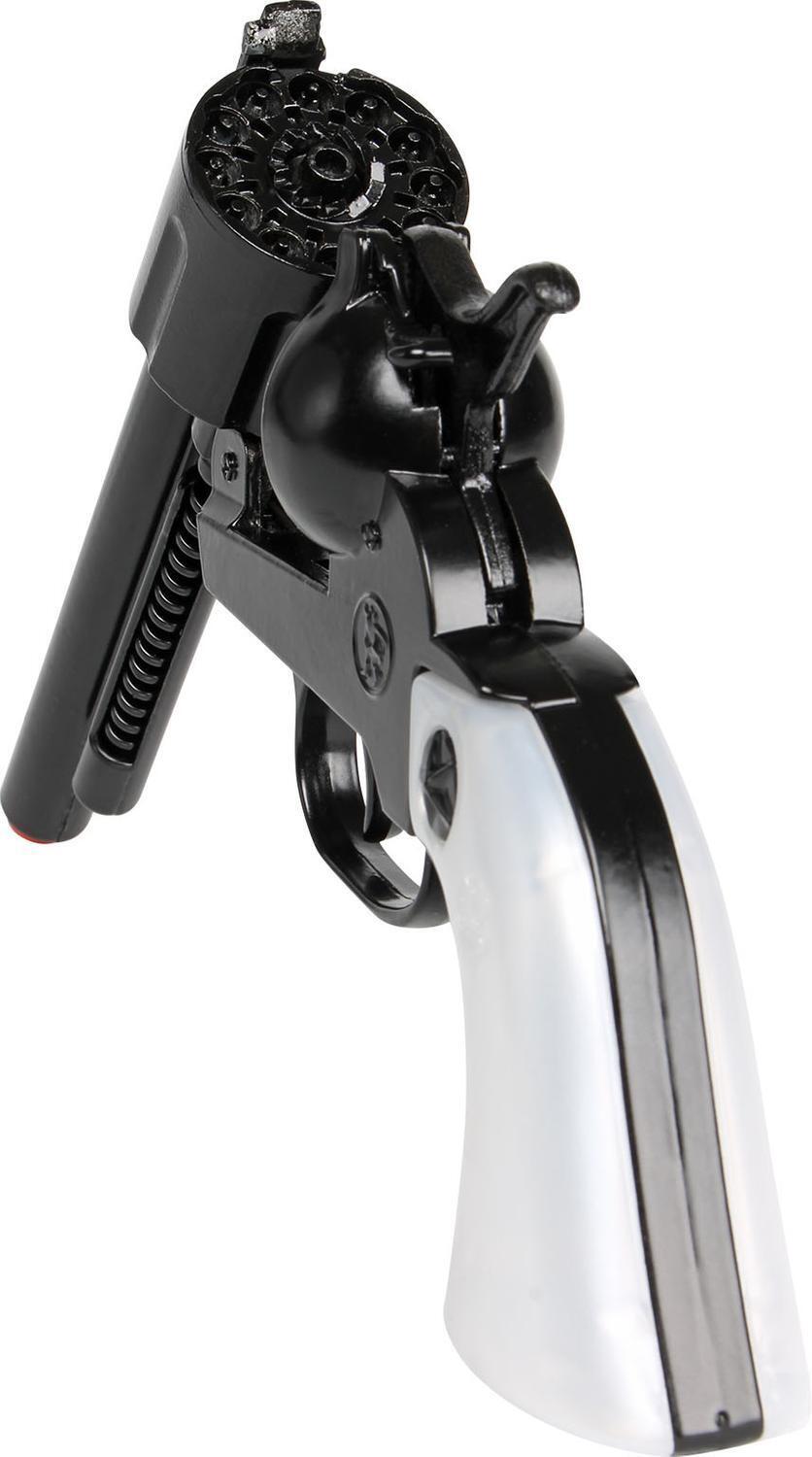 Gonher Black Cowboy Revolver with White Pearl Grips – 12 Shot Toy Cap Gun Made in Spain