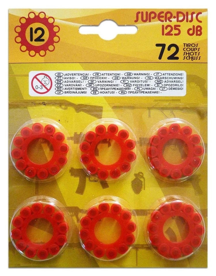 Gonher 12 Shot Ring Caps Refill – 72 Shots Total (Made in Germany) Toy Cap Gun Ammo