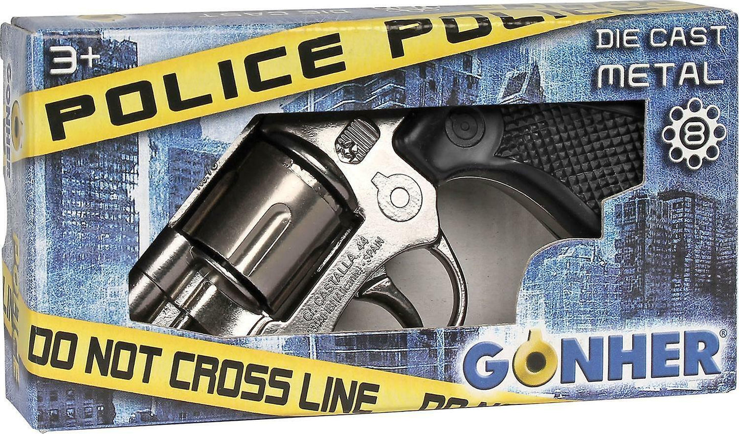 Gonher 357 Colt Detective Revolver – 8 Shot Die-Cast Toy Cap Gun Silver Made in Spain