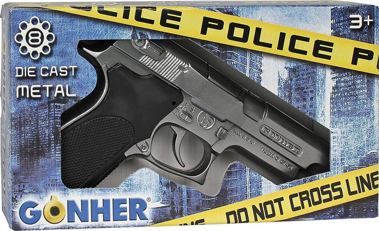 Gonher S&W Style Police Revolver – 8 Shot Die-Cast Toy Cap Gun Silver Made in Spain