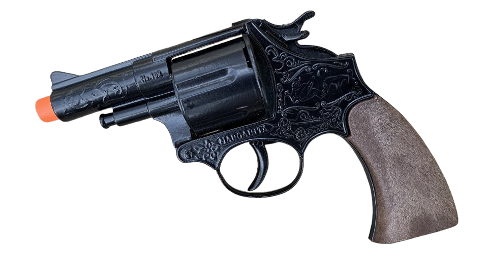 Gonher Colt Style Revolver – 12 Shot Die-Cast Toy Cap Gun Black Made in Spain
