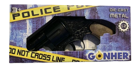 Gonher Colt Style Revolver – 12 Shot Die-Cast Toy Cap Gun Black Made in Spain