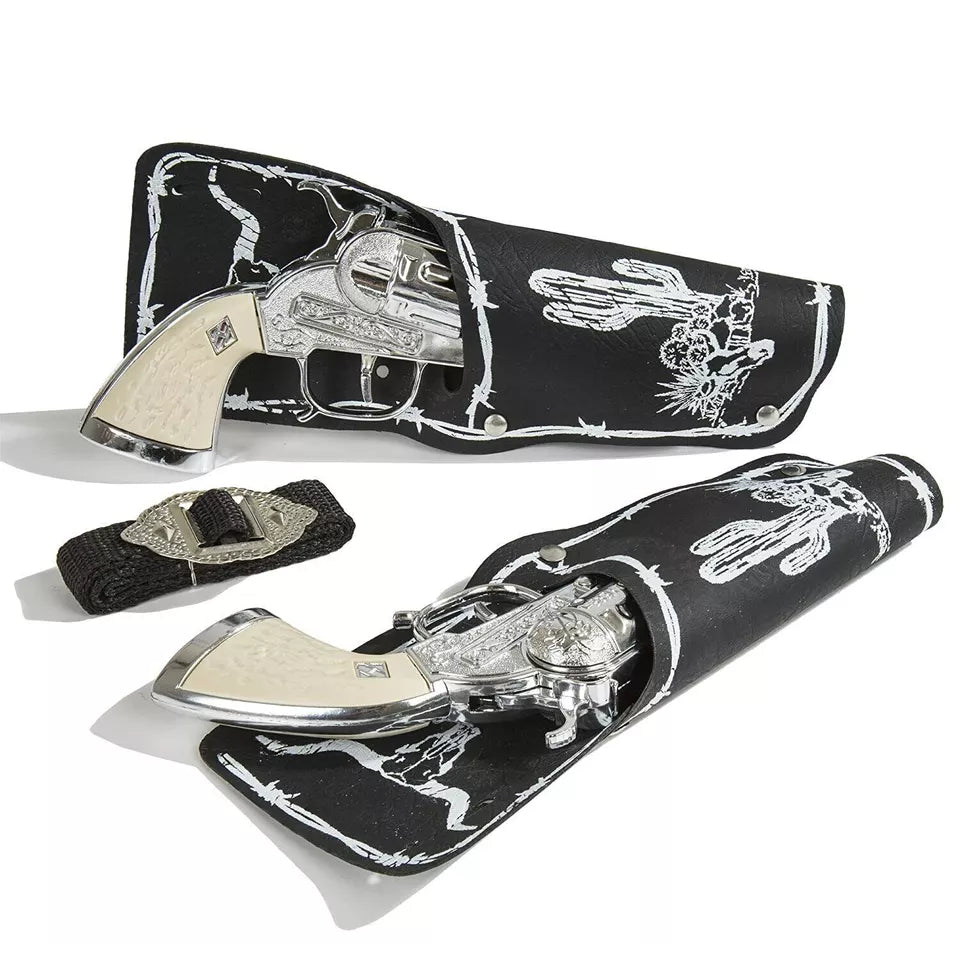 Parris Scout Double Pistol and Holster Set – Die Cast Toy Cap Gun Set with Belt