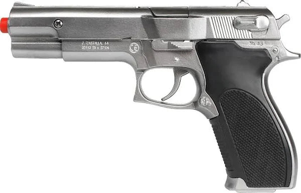 Gonher S&W Style Police Revolver – 8 Shot Die-Cast Toy Cap Gun Silver Made in Spain