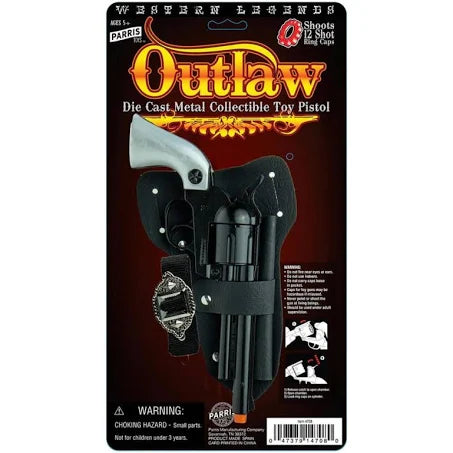 Parris Outlaw Holster Set – 12 Shot Die-Cast Toy Cap Gun with Belt and Holster